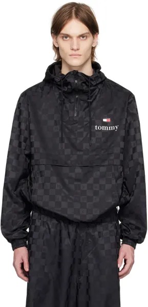 Черная спортивная куртка в шахматную клетку Tommy Jeans