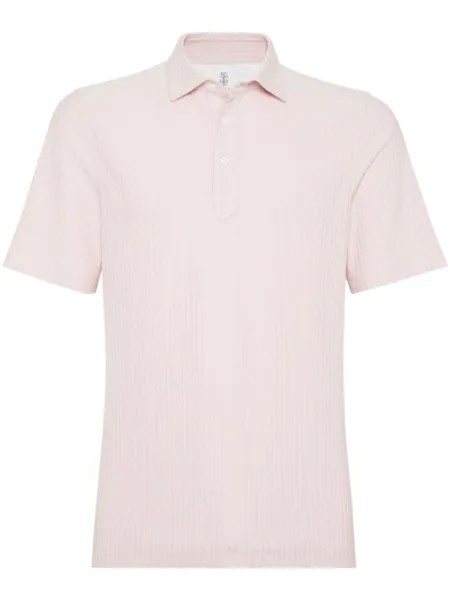 Brunello Cucinelli рубашка поло в рубчик, розовый