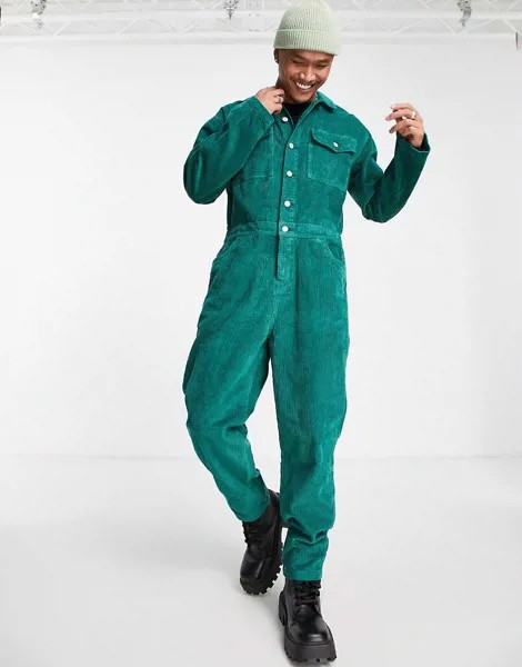 Зеленый вельветовый комбинезон ASOS DESIGN-Зеленый цвет