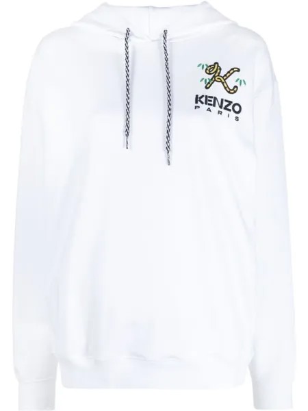 Kenzo худи с вышитым логотипом Tiger Tail K, белый