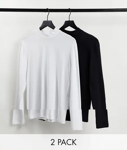 Комплект из 2 облегающих футболок с высоким воротником ASOS DESIGN-Multi