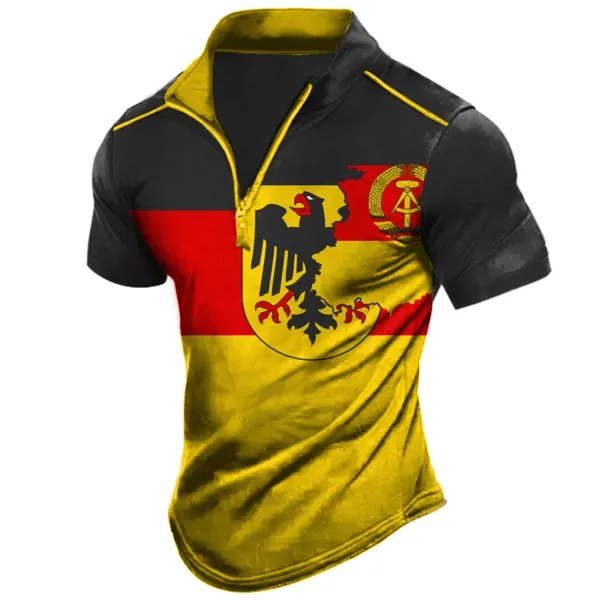 Мужская винтажная футболка с принтом немецкого флага и орла на молнии