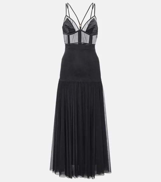 Платье миди-бюстье со вставками Dolce&Gabbana, черный