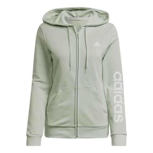 Куртка с капюшоном и логотипом на молнии Adidas, зеленый