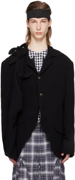 Черный пиджак с поясом и узлом Strongthe, цвет Black