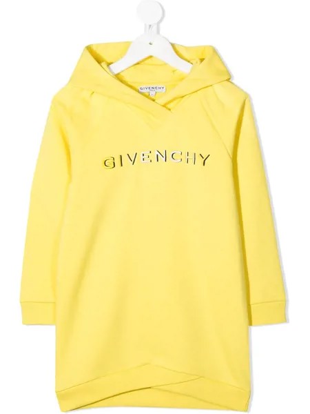 Givenchy Kids платье с капюшоном и вышитым логотипом