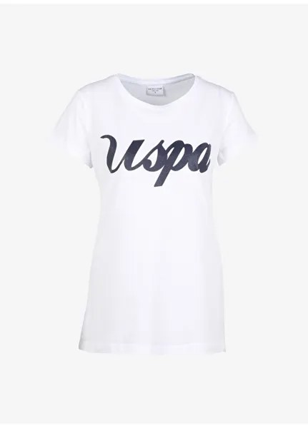 Белая женская футболка с круглым вырезом с принтом U.S. Polo Assn.