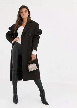 Пальто темно-шоколадного цвета с объемными рукавами ASOS DESIGN-Коричневый