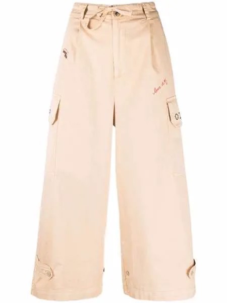 Semicouture укороченные брюки карго с принтом