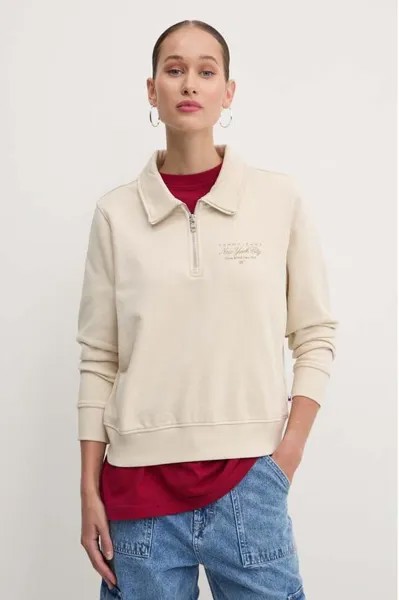 Хлопковая толстовка Tommy Jeans, бежевый