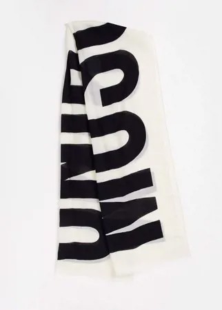 Белый шарф с большим логотипом Moschino