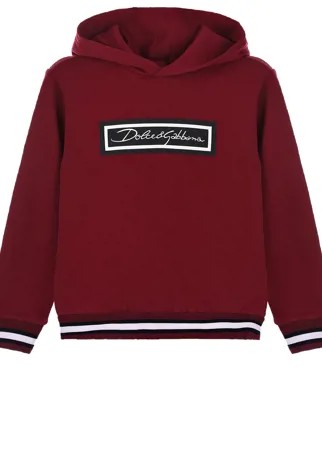 Бордовая толстовка-худи с логотипом Dolce&Gabbana детская