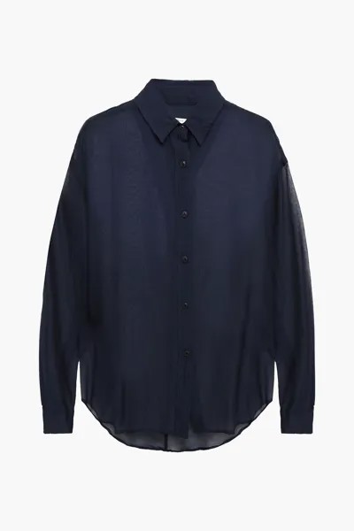 Рубашка Boyfriend оверсайз из хлопковой вуали RAG & BONE, нави