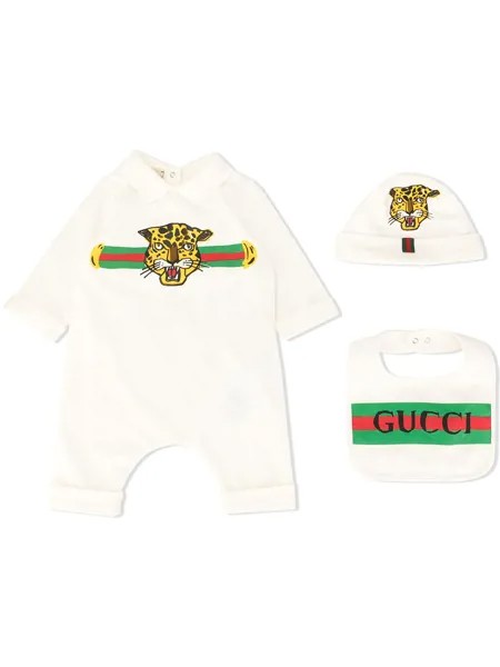 Gucci Kids комбинезон из ромпера и шапки с нагрудником