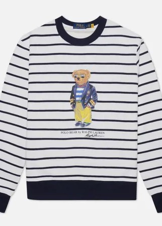 Мужская толстовка Polo Ralph Lauren Striped Polo Bear Magic Fleece, цвет белый, размер XS