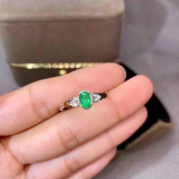 Женское кольцо с изумрудом из натуральной Колумбии, вечерние ювелирные украшения из серебра S925 пробы, настоящие зеленые Самоцветы с сертиф...