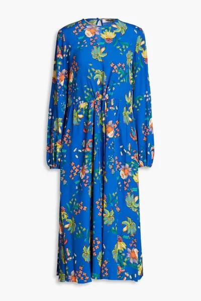 Платье миди из крепдешина Sydney с цветочным принтом Diane Von Furstenberg, королевский синий