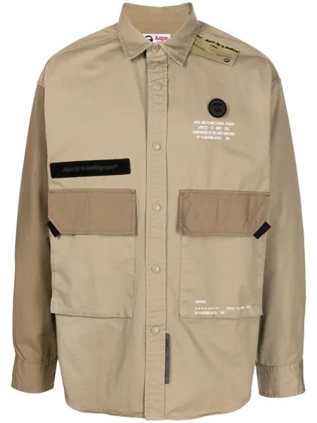 Рубашка в стиле милитари с нашивкой Ape AAPE BY *A BATHING APE, белый