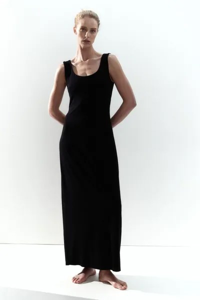 Длинное платье из джерси H&M, черный