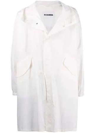 Jil Sander плащ с капюшоном и логотипом