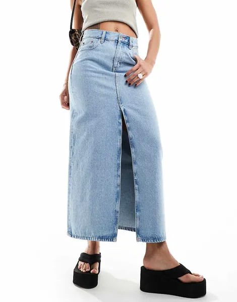 Dr Denim - Myra - Голубая длинная джинсовая юбка в стиле ретро с разрезом спереди
