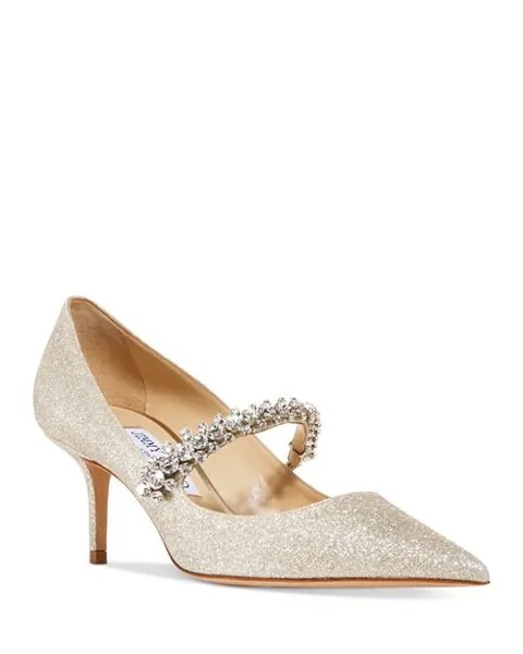 Женские блестящие туфли-лодочки Bing 65 с острым носком Jimmy Choo, цвет Gold