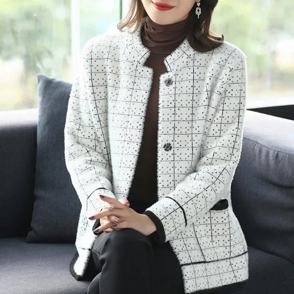 Корейская утолщенная имитация норки свитер Пальто Трикотажный кардиган Толстые теплые куртки из искусственного меха