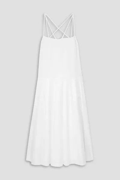 Плиссированное платье миди из хлопково-поплина Khaite, белый