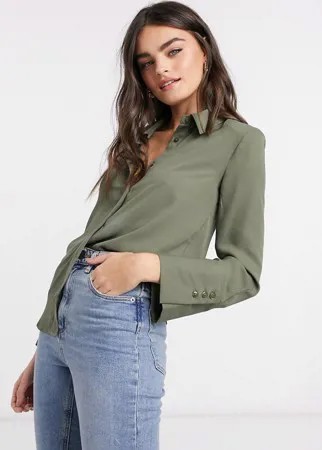 Свободная рубашка хаки ASOS DESIGN-Зеленый цвет