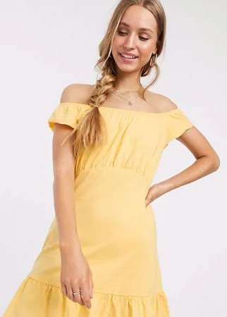 Сарафан мини с открытыми плечами и баской ASOS DESIGN Tall-Желтый