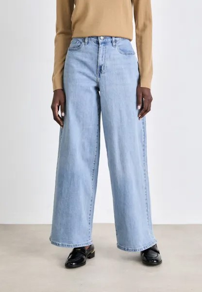 Джинсы свободного кроя HIGH RISE WIDE LEG DKNY, светло-голубые джинсы