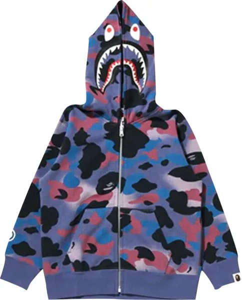 Худи BAPE Grid Camo Shark Full Zip Hoodie 'Purple', фиолетовый