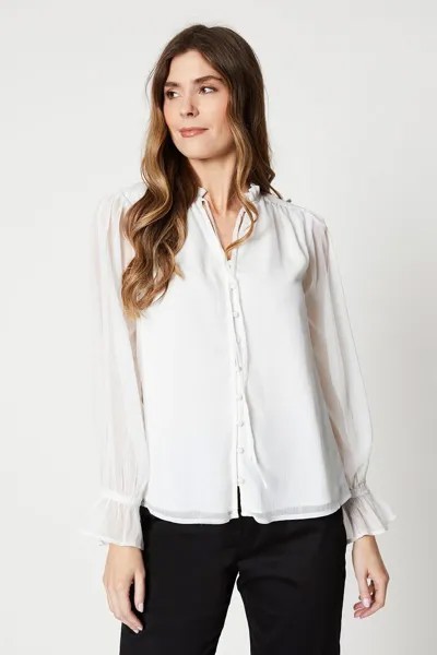 Блузка в стиле бохо с завязками на воротнике Wallis, белый