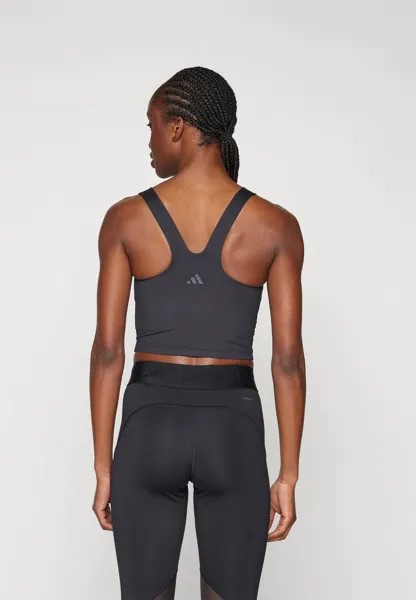 Спортивные бюстгальтеры со средней поддержкой ALL ME MEDIUM SUPPORT LONG LINE BRA TANK adidas, черный