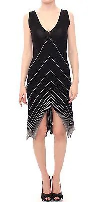 ALICE PALMER Вязаное коктейльное платье с низким V-образным вырезом, черно-белое, вязаное, US8/M, рекомендованная розничная цена 750 долларов США.