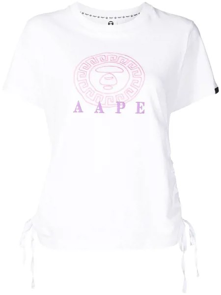 AAPE BY *A BATHING APE® ruched logo-embroidered T-shirt