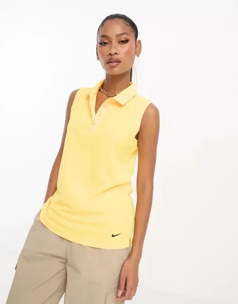 Желтая рубашка-поло без рукавов Nike Victory Dri-Fit