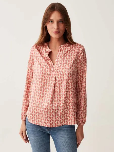 Атласная блузка с V-образным вырезом Ovs, цвет white/pink