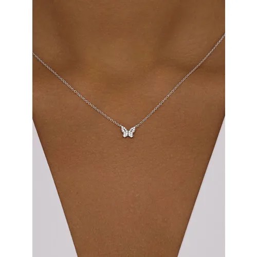 Колье MIESTILO, серебро, 925 проба, родирование, фианит, длина 45 см., серебристый