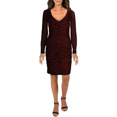 Женское мини-полуформальное коктейльное и праздничное платье Guess красного цвета с металликом 10 BHFO 4219
