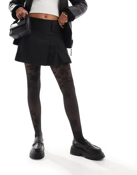 Черные колготки с цветочным принтом Pretty Polly