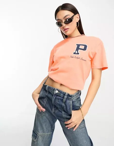 Персиковая эксклюзивная футболка с логотипом Polo Ralph Lauren x ASOS