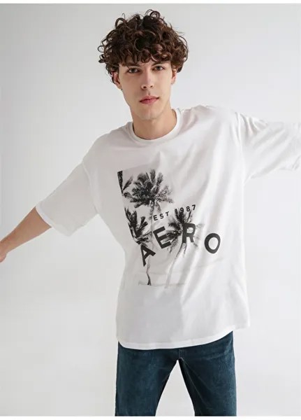 Белоснежная мужская футболка с круглым вырезом с принтом Aeropostale