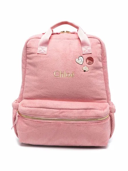 Chloé Kids вельветовый рюкзак с логотипом