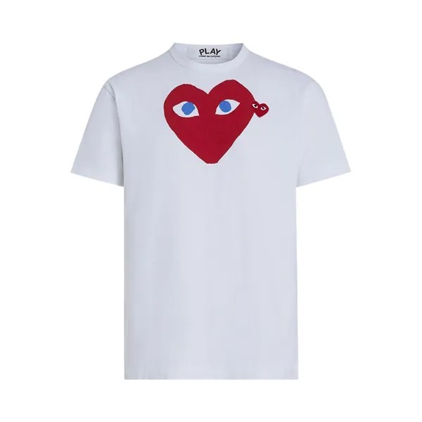 Футболка Comme des Garçons Short-Sleeve Play T-Shirt With Red Heart 'White', белый