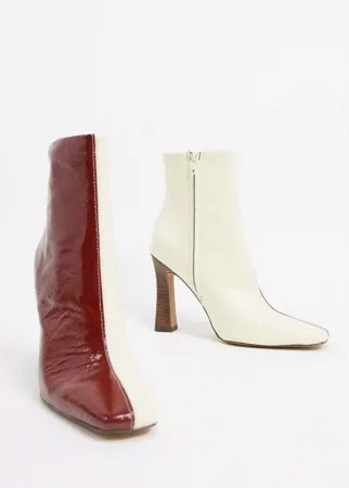 Белые/бордовые кожаные премиум-ботинки ASOS DESIGN-Белый