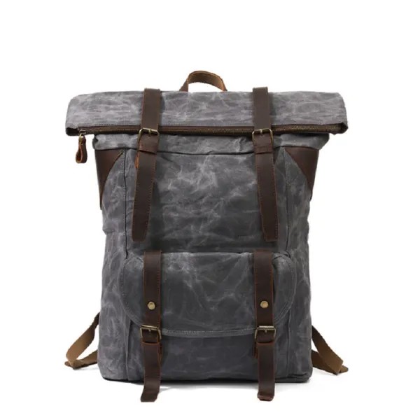 Мужской винтажный холщовый рюкзак, водонепроницаемый Европейский ретро дизайнерский рюкзак для ноутбука, большой вместительный дорожный ...