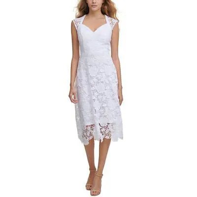 Женское белое кружевное полуформальное коктейльное платье миди Guess 12 BHFO 8226