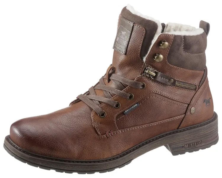 Зимние ботильоны Mustang Shoes с декоративной молнией снаружи, коричневый