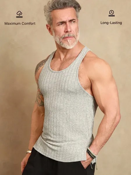 Мужская однотонная майка Manfinity Homme с карманами, летняя, хаки